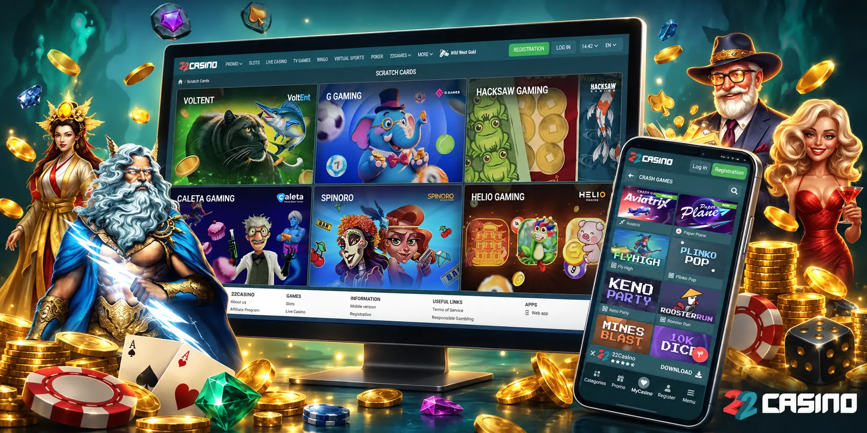 Postopek prijave v 22Casino prek brskalnika